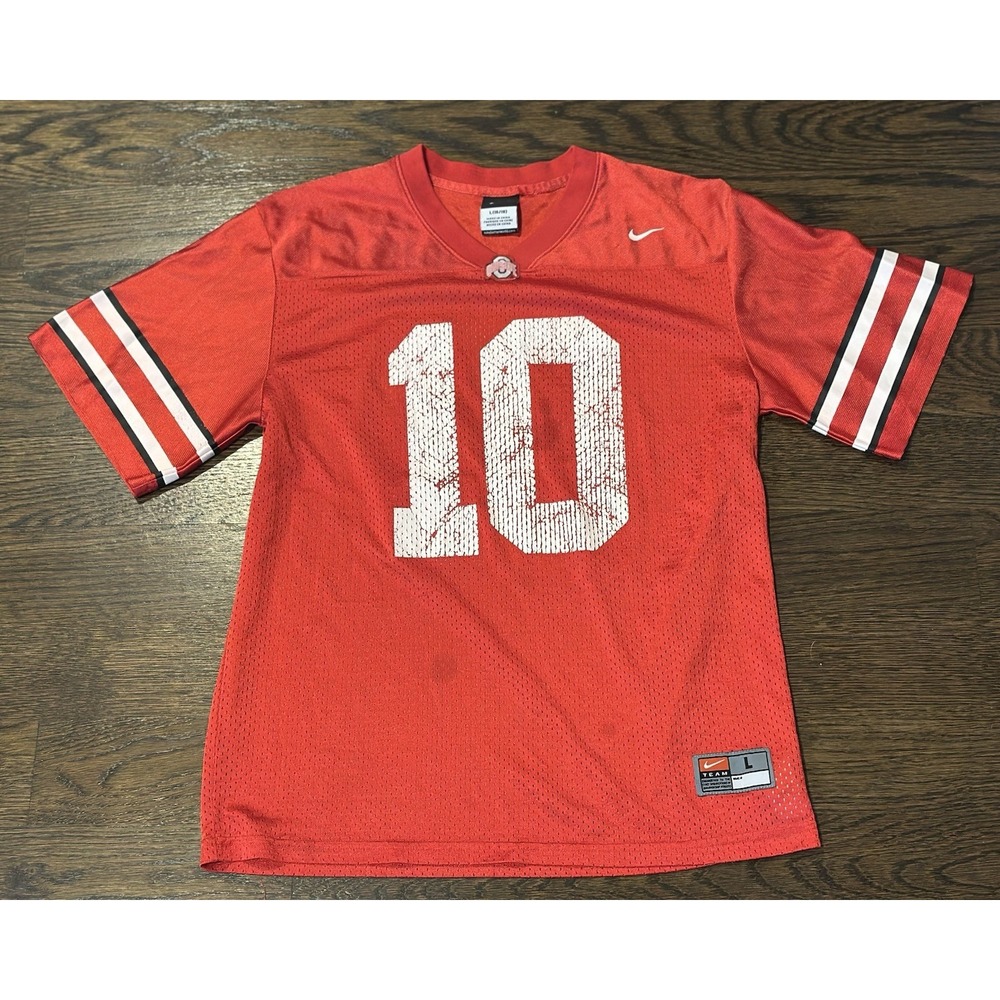 Ohio State Buckeyes #10 Nike Football Jersey‎ Large Red Short Sleeve Mesh 16/18